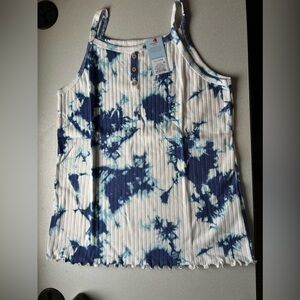 Blue and white tie dye tank girls size extra large (14/16) NWT